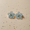 Golden mesh crystal flower ear studs, fashionable and light luxury earrings for women details Picture